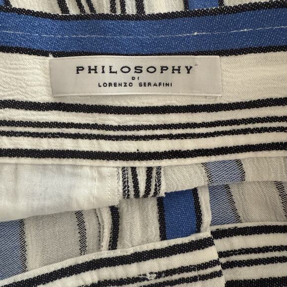 PHILOSOPHY DI LORENZO SERAFINI Crepe Trousers Striped IT42 US 6 - Picture 6 of 15